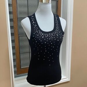 Elegant Black Studded Tank Top